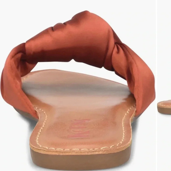 New in Box Korks Soleil knot flat sandals rust satin size 8M - Picture 3 of 6